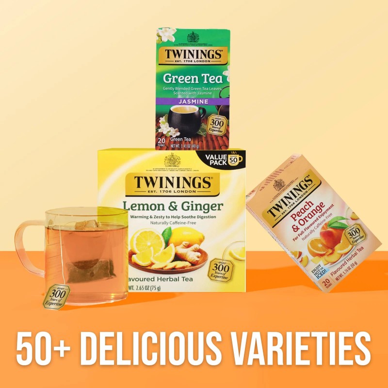 Twinings Peach Orange Herbal Tea Bags 20 Count Caffeine Free