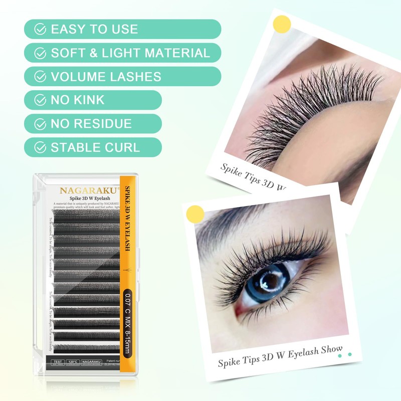 NAGARAKU 3D W Triple Core Eyelash Extensions, Eyelash Extension, Self-Fanning