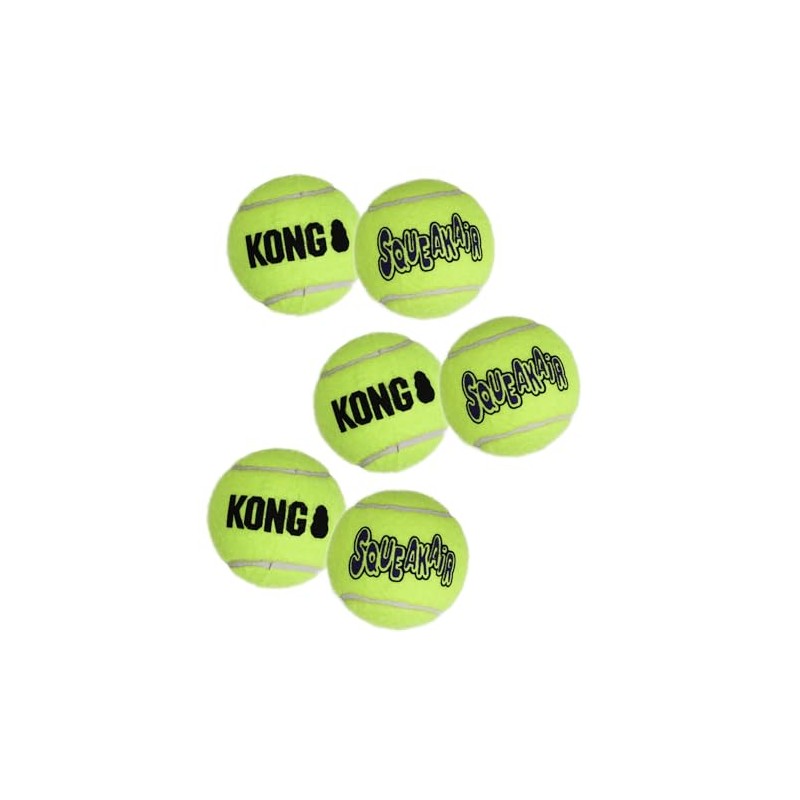 Kong Squeakair Balls, Color Amarillo, Mediano, Paquete de 6 Piezas