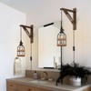 SEEBLEN Rustic Plug in Pendant Lights Set of 2,Farmhouse Wooden