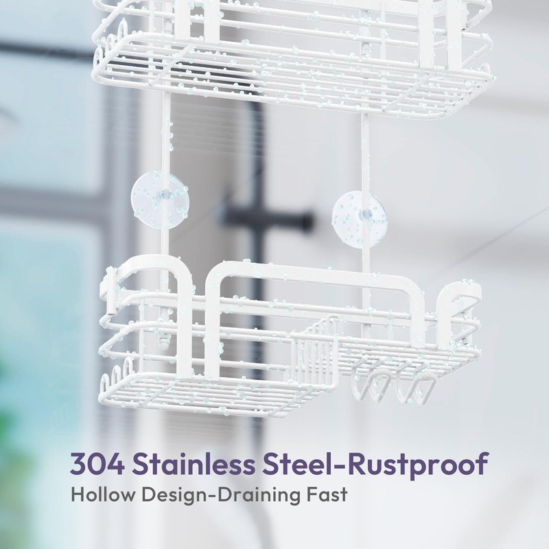 SWTYMIKI Shower Caddy Hanging Organizer - Over the Door Shower