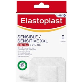 Elastoplast Sensitive XXL Dressings (5 Strips) | Large Plasters for Post-Operative and Everyday Acute Wounds | Extra Skin Friendly Sterile Dressings | Dermatologically approved | Bacteria Shield