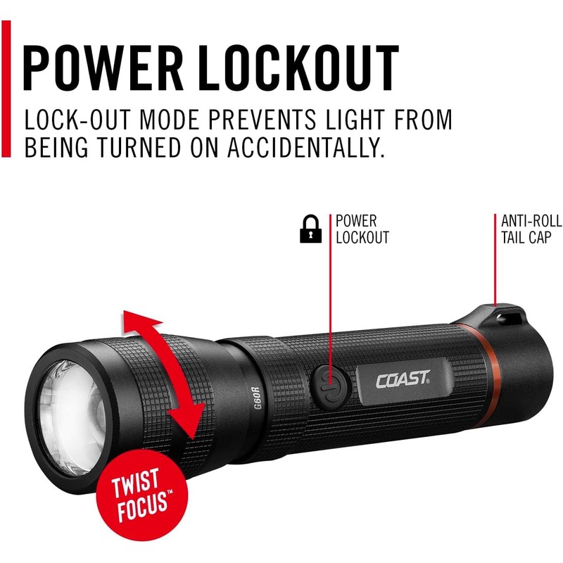 2 pezzi Coast G60R 1000 lumen torcia ricaricabile impermeabile