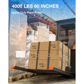 60" Clamp On Pallet Forks, 4000LBS Heavy Duty Quick Attach Bucket Fork with Adjustable Stabilizer Bar for Tractor Loader Skid Steer, 45" x 1.9" Fork Length Black