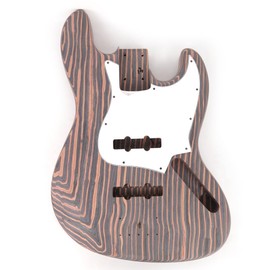 Fojill FJBASS DIY Electric Bass Guitar Kit Unfinished Zebrawood Body Neck Fingerboard Fretboard All Parts Included