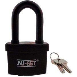 NU-SET Lock | 2 1/2-Inch Laminated Steel Padlock | Long Shackle Laminated Padlock for Door Security | Home Improvement & Door Hardware (Black)