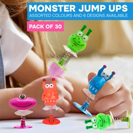 HiFEN® 30 Monster Spring Jump Up Pop Up Toys for Kids - (4-5cm) Fun Party Bag Fillers, Kids Birthday Gifts, Stocking Stuffers & Carnival Prizes