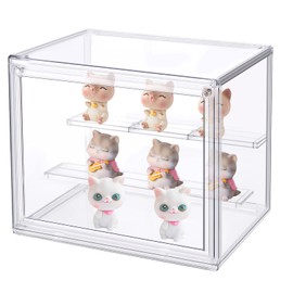 Acrylic Display Case, Display Case, Storage Box, Removable Doll Display Case with Magnetic Transparent Display Stand for Collectibles, Action Figures, Miniature Figures, Home Storage, 27 x 18 x 22 cm
