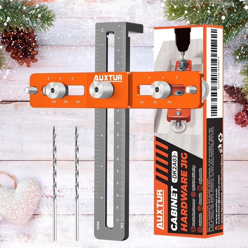 AUXTUR Cabinet Hardware Jig, Adjustable Cabinet Handle Template Tool with