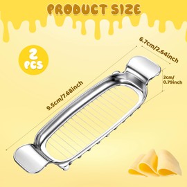 2Pcs Butter & Cheese Slicer Cutter, Stainless Steel Butter Cutter