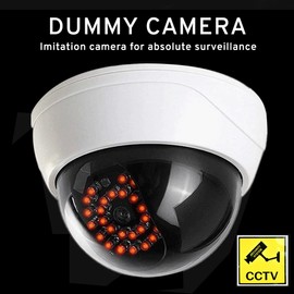 MaximalPower Fake CCTV Security Dummy Dome Camera with Red LED Light for Home, Shop, Business, etc. (4 Pack)