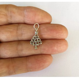 Unbranded Sterling silver 22mm Christmas tree charm