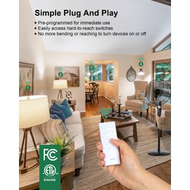 TREEWELL Remote Control Outlet, Wireless Remote Light Switch for Household Appliances, No Wiring Needed, Expandable Electrical Outlet Switch Kit, 200 FT Long Range, ETL Listed(5 Outlets + 2 Remotes)