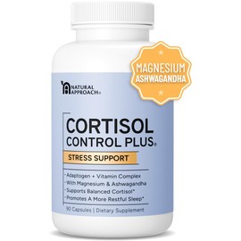 Cortisol Supplement - Cortisol Control Plus Supports Stress Relief, Mood, Calm & Restful Sleep* - Cortisol Manager Supplement for Women and Men - Powerful Adaptogen & Vitamin Blend - 90 Capsules