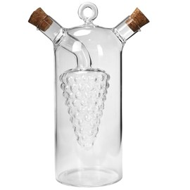 Iconikal 2-in-1 Glass Oil & Vinegar Salad Dressing Cruet Bottle Pourer