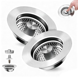 Kitchen Sink Drain Strainer 3-in-1,Pop-Up Stopper & Anti-Clogging Basket - 304 Stainless Steel Sink Strainer Anti-Clogging Sink Drain Strainer for US Standard Kitchen Drain