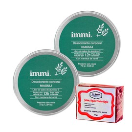 IMMI Desodorante Natural Niaouli en Tarro 2 Piezas | 1 Jabon 50gr La Artesanal