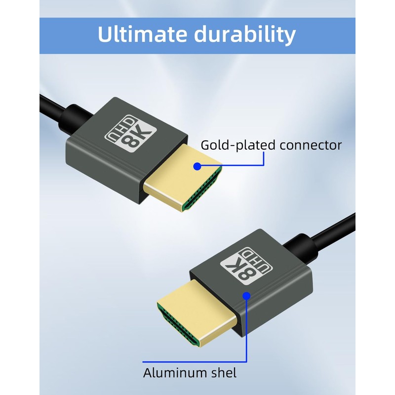 YANBORONSN 8K HDMI Spiral Cable 2.2 ft, Short HDMI to