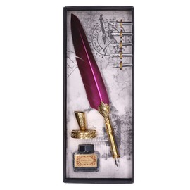 Feather Pen Fluent Comfortable Writing Vintage Elegance Exquisite Workmanship Quill Feather Pen for Gifts CalligraphyDark Purple