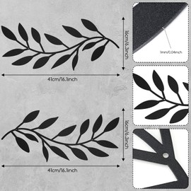 Zhengmy 2 Pieces Metal Tree Leaf Wall Decor Vine Olive Branch Leaf Wall Art Living Room, Hallway Wall Decor Outdoor Decoration (Black)