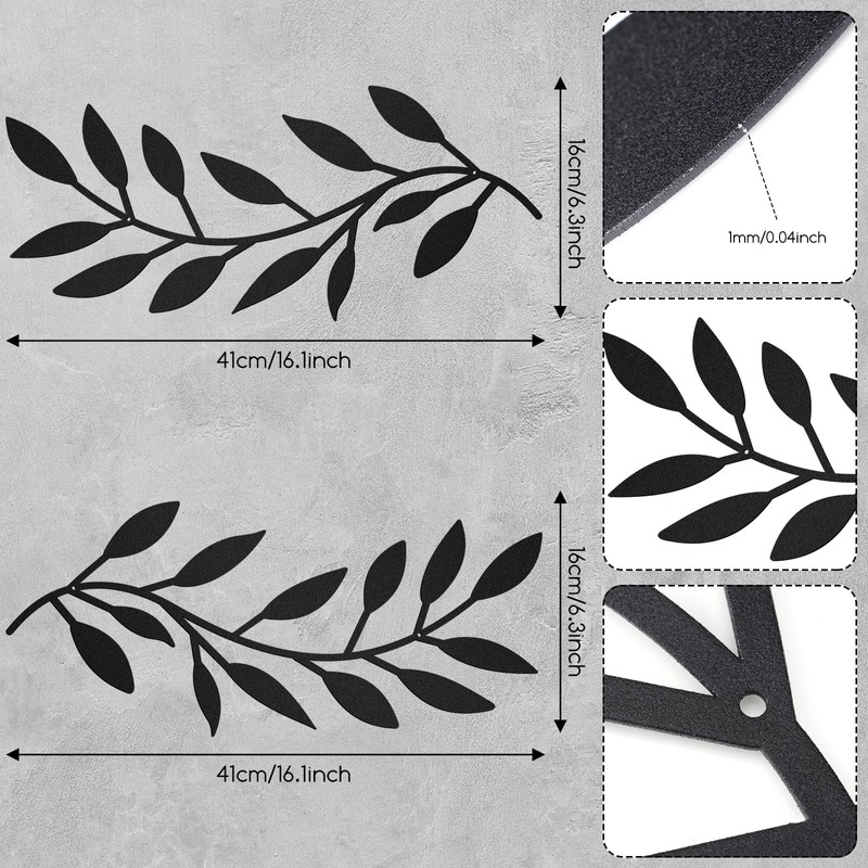 Zhengmy 2 Pieces Metal Tree Leaf Wall Decor Vine Olive