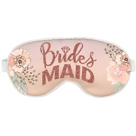 Bridesmaid Proposal Gift Sleep Mask - Rose Gold Glitter Floral Bridesmaid Diamond Blush Pink w/White Piping - Bachelorette Party Supplies Favor Eye Mask
