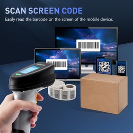 2D Barcode Scanner Wireless, QR Code Scanner Handheld Bar Code Scanners with Base 2 in 1 USB Wired Connection & 2.4G Wireless 1D&2D&PDF417 Data Matrix Automatic Barcode Reader