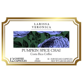 Pumpkin Spice Chai Costa Rica Coffee (Single Serve K-Cup Pods) (Gourmet, Naturally Flavored, Whole Coffee Beans) (12 pods, ZIN: 578383)