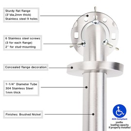 Stainless Steel Bathroom Safety Shower Grab Bar, Anti Slip Bathtubs Grab Bars,Toilet Assist Saft Handle Handrail ADA Compliant 500lbs for Handicap Elderly Senior (Brushed, 12 Inches 2 Pack)