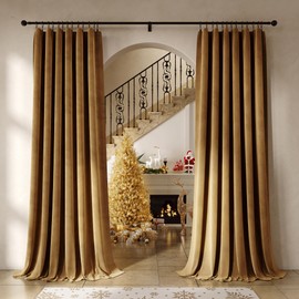 Beauoop Golden Brown Velvet Curtains 84 Inches Long 2 Panels for Bedroom Living Room Soft Luxury Room Darkening Thermal Insulated Soundproof Rod Pocket Window Treatments Drapes, 52X84 Set of 2