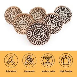 Hashcart Drawer Knobs Set of 6, Boho Knobs for Cabinets and Drawers - Boho Wooden Knobs - Wooden Dresser Knobs - Handmade Unique Knobs