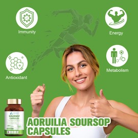 Aoruilia Aoruilia Soursop Capsules with Vitamin C - 1200mg Soursop per Serving - Soursop Fruit Extract Capsules for Immune & Antioxidant, Herbal Supplement for Men & Women, Natural & Vegan - 120 Capsules