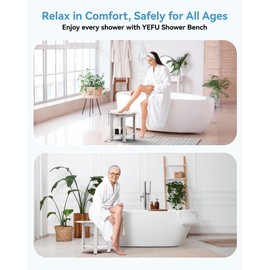 Elderly Shower Chair for Inside Shower: Shower Stool Waterproof Plastic White Small for Shaving Legs Bathtub Small Spaces - Shower Bench Seat for Adults Seniors Disabled