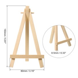 PATIKIL 5.9" Mini Wooden Easel Stand, 6 Pack Table Use Adjustable Triangle Holder for Displaying Photos, Card, Canvases, Wedding, Wood Color
