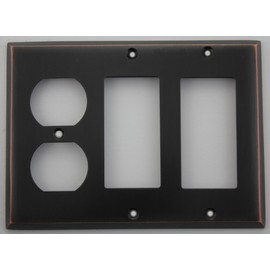 Oil Rubbed Bronze 3 Gang Wall Plate - 1 Duplex Outlet 2 GFI Openings