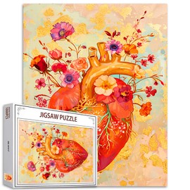 Hearts Flower Jigsaw Puzzles for Adults, 1000 Pieces, Human Organ Artwork, Jigsaw Puzzle, 27 x 20 Inch Colourful DIY Puzzles for Home Decoration, Family Puzzle, Perfect for Game Nights