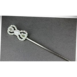 Perfect Hairstyle with Our Hair Accessories - White Hair Stick Crystal Faux Pearl Chop Stick Accessory Pick Pin 7 1/8" Long Fashionable Hair Accessory Hair Jewelry Accessories for Lady Women