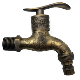 Vintage Tap, Antique Brass Tap, Garden Tap in Antique Style, Antique Copper Wall Tap for Home, Kitchen, Bathroom, Outdoor, Garden (Bronze)