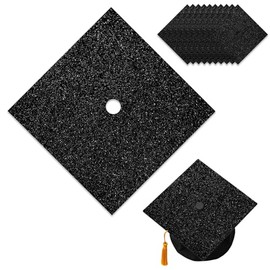 anshome 10 PCS Black Glitter Cardstock Premium Construction Paper for DIY Grad Caps Decorations, 9'' x 9'' Heavyweight Premium Construction Paper for 2025 Graduation Crafts DIY Scrapbook Supplies