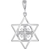Solid 14K White Gold Star of David and Jerusalem Cross