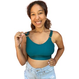 Sarah Wells Journey - brasier de bombeo y lactancia manos libres, Verde azulado profundo, L