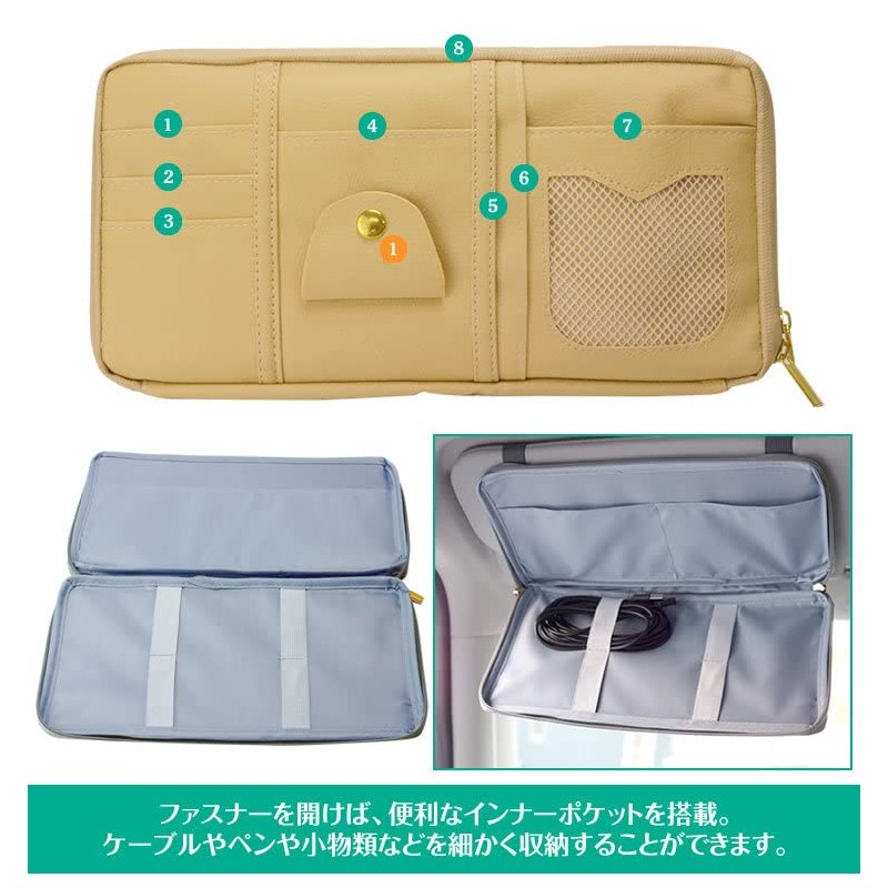 KOYOKOMA Sun Visor Pocket, Large Capacity, Storage, For Cars, Multi-functional