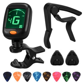 FGBNM Guitar Capo & Tuner Set, Accessories Including Capo, Tuner, Picks & Pick Holder, Perfect for Guitar Players & Beginners (1 Set)
