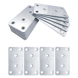 BINCKIN Metal Joining Plates for Wood, 80 × 40 × 1.8mm Stainless Steel Mending Plates, 20pcs Heavy Duty Flat Brackets, Sleeper Brackets for Connector Wood Fixing