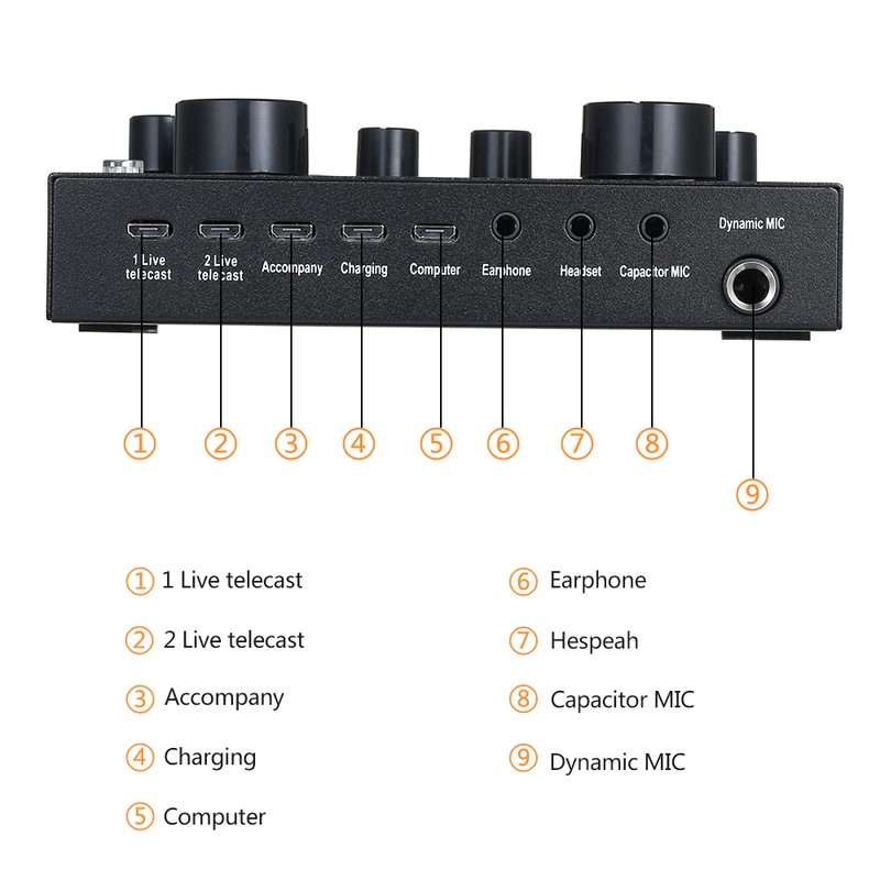 Sound Mixer Board Digital Display BT2.1 External Live Sound Card