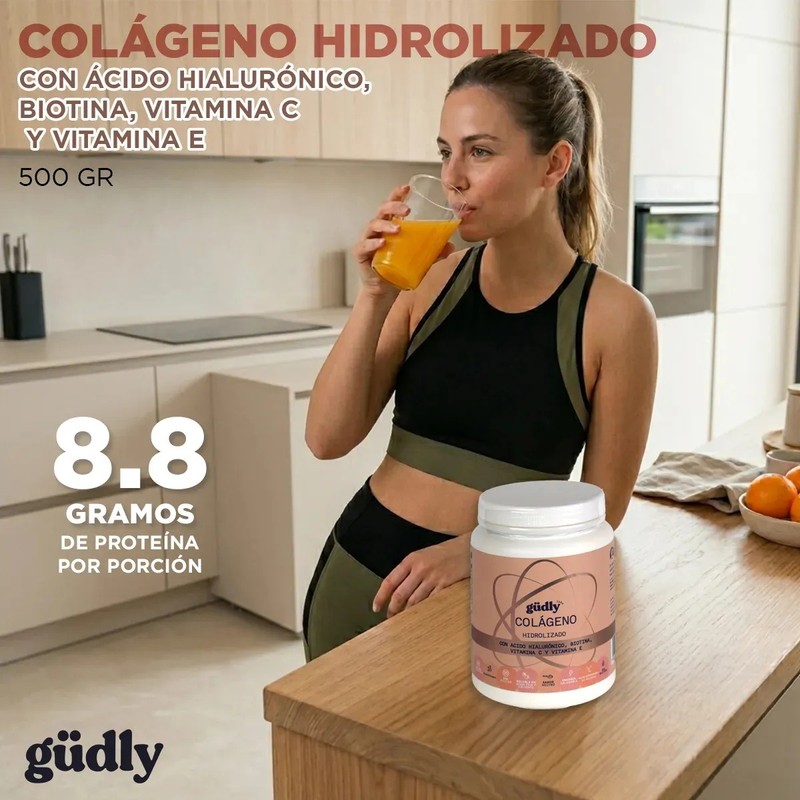 Colágeno Hidrolizado Gudly Ácido Hialurónico Biotina 500gr Sabor Sin Sabor