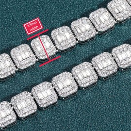 EMESLY Miami Cuban Link Curb Chain Gold/Silver Necklace (16, 18, 20, 22, 24, 30 Inches Length); Hip Hop Bracelet (8" Length) for Men & Women; Perfect Iced Out Bling Jewelry Gift