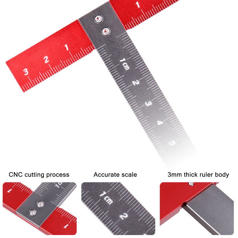 T Square Ruler Aluminum Alloy Accurate Scale Multifunctional Portable Woodworking