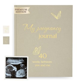 HuBorns - My Pregnancy Journal to Capture Every Moment Week by Week with Space for Photos and Ultrasounds, Pregnancy Diary to Keep the Most Special Memories, Maternity Journal (Grey, English)
