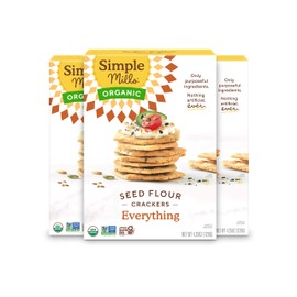 Simple Mills Organic Seed Crackers, Everything - Gluten Free, Vegan, Healthy Snacks, Paleo Friendly, 4.25 Ounce (Pack of 3)